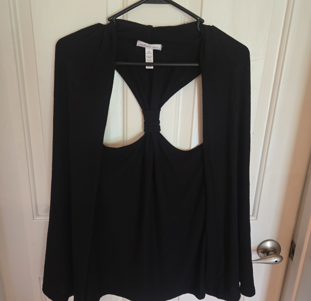 Ambiance Black Twist-Back Tunic Top